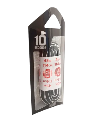 10 Seconds ® Athletic Oval Laces | Black/White Piping