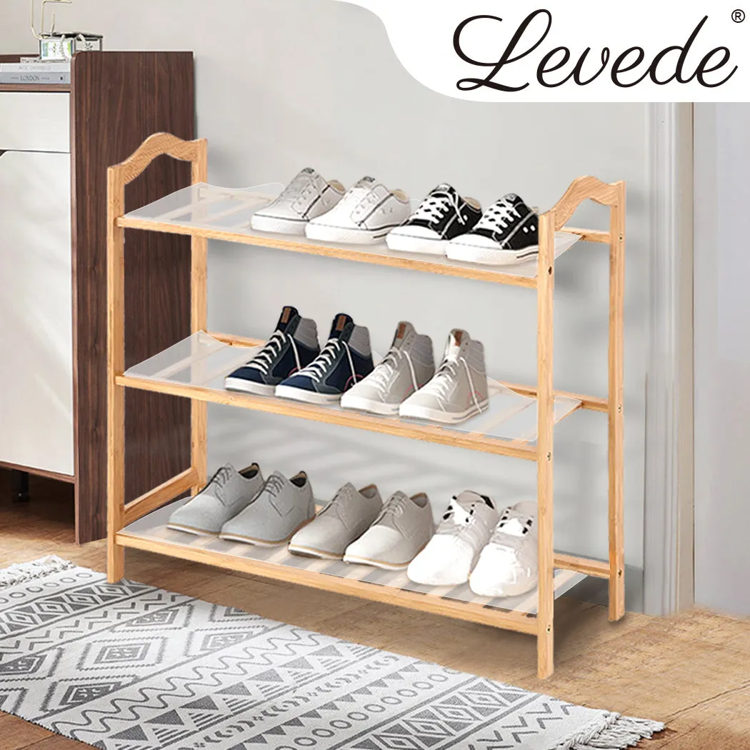 3 Tiers Bamboo Shoe Rack Storage Organizer Wooden Shelf Stand Shelves