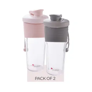 & ME andMe Protein Shaker Bottle - 700 ml with silicone sleeve| Shaker for Pre-Post Workout Supplement Protein Shake Gym Sipper (Pink Color) (Grey & Pink Color)