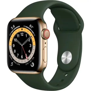 Apple Watch Series 6 Cellular 40mm Gold Stainless Steel Case with Cyprus Green Sport Band