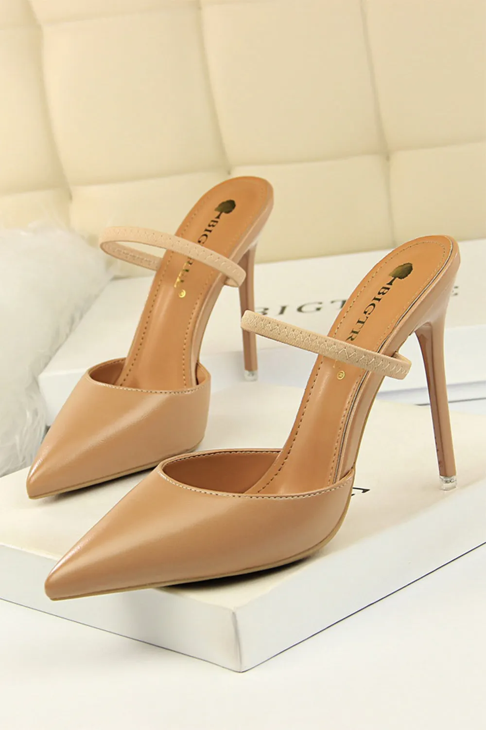 Apricot Stiletto Pointy Heels