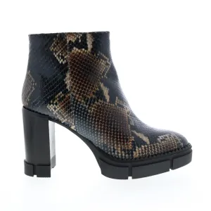 Aquatalia Iola Snake Print 34L3710-NBN Womens Brown Leather Zipper Ankle & Booties Boots