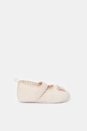 Baby Pink Butterfly Pram Shoes