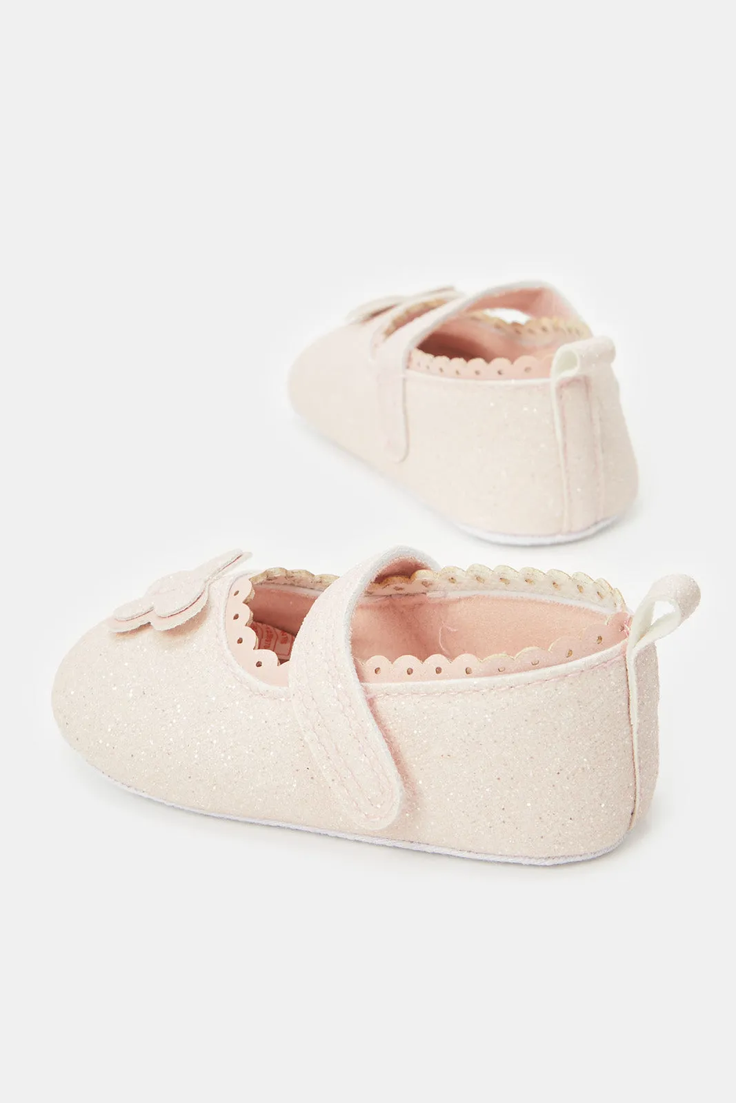 Baby Pink Butterfly Pram Shoes