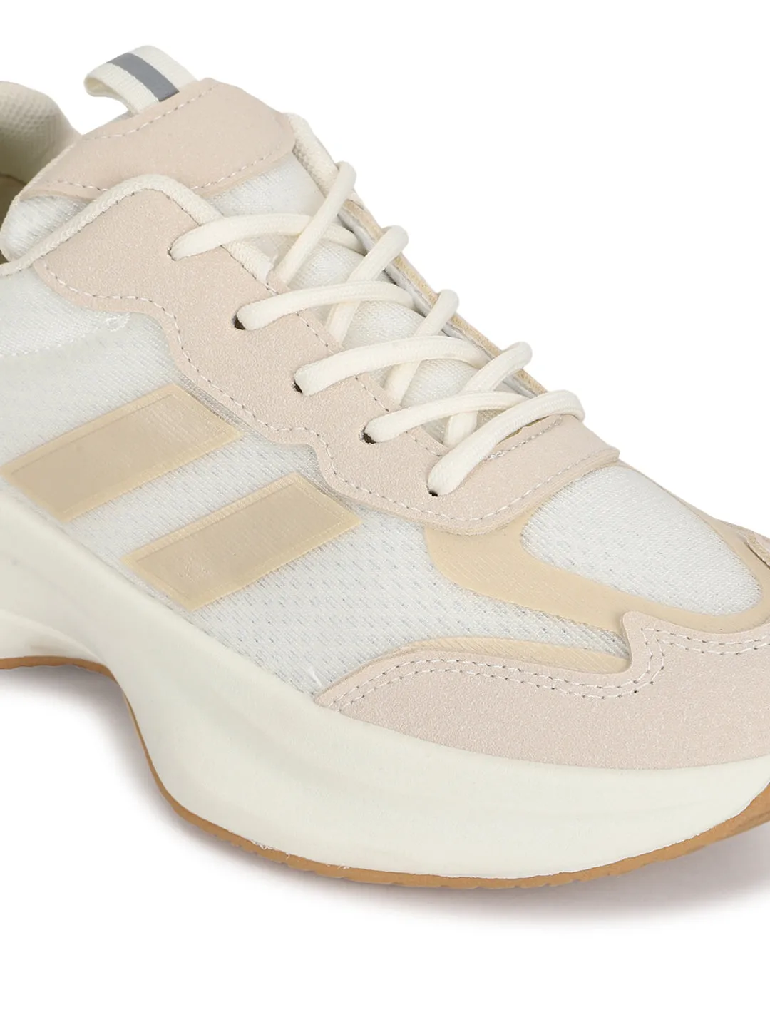 Beige PU Stylish Lace-Up Sneakers (TC-RS3615-BEIG)