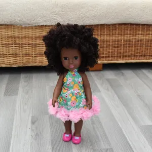 Black Doll - Afro Hair doll - Mix Race Doll - Afro Doll Ankara Doll Dress 8