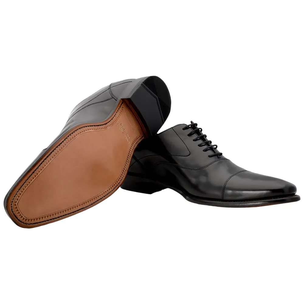 Black Polished Leather Shoes with Goodyear Welted Soles