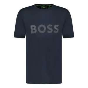 BOSS ACTIVE LOGO-PRINT T-SHIRT NAVY