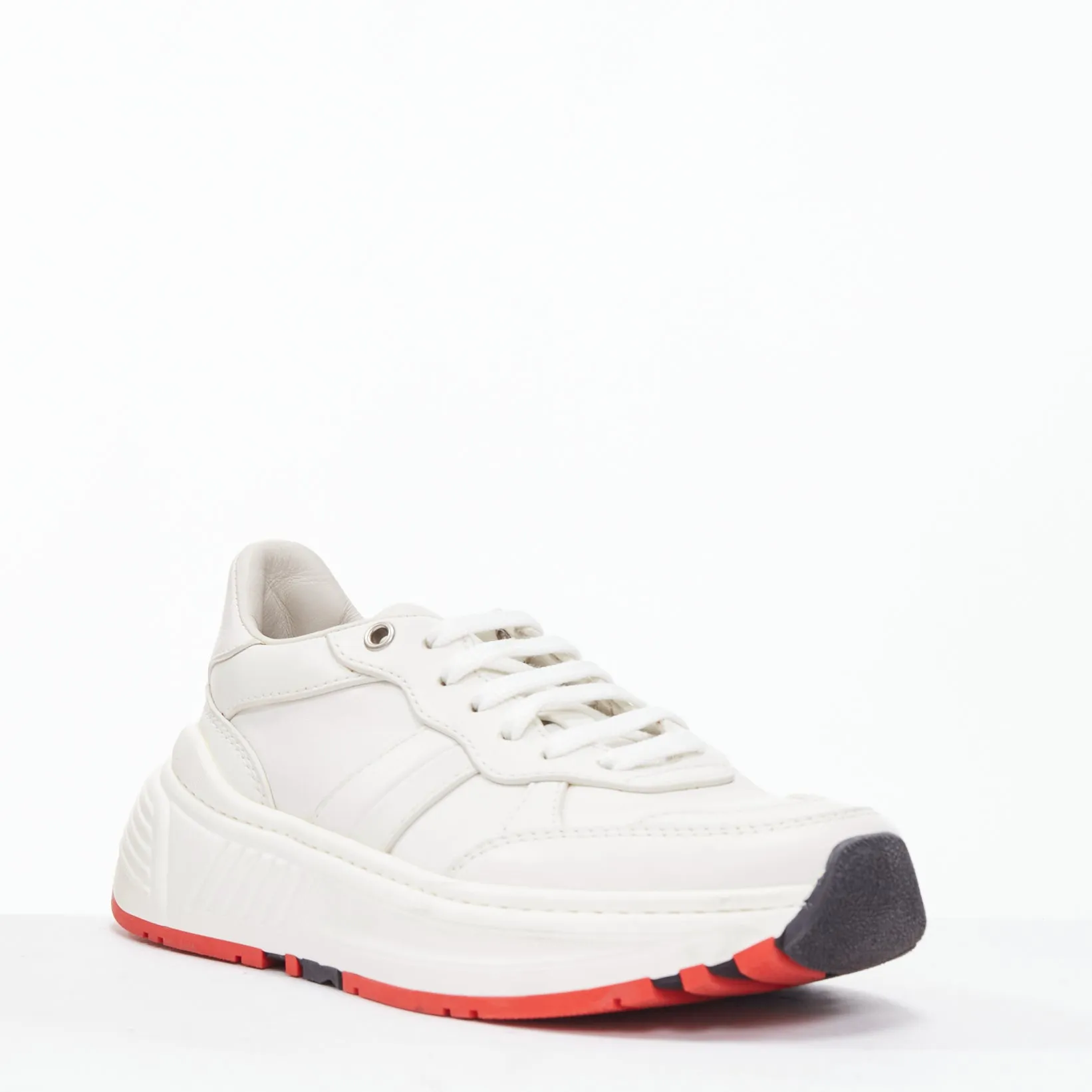 BOTTEGA VENETA Speedster white leather panelled red soled dad sneakers EU37