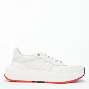 BOTTEGA VENETA Speedster white leather panelled red soled dad sneakers EU37