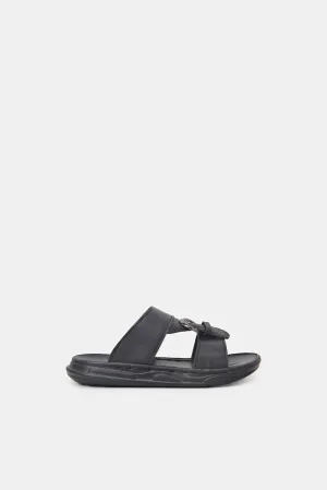 Boys Black Traditional Slide Sandal