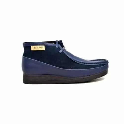 British Walkers New Castle Wallabee Boots Men's Navy Blue Leather and Suede