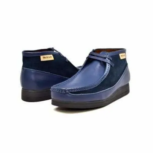 British Walkers New Castle Wallabee Boots Men's Navy Blue Leather and Suede