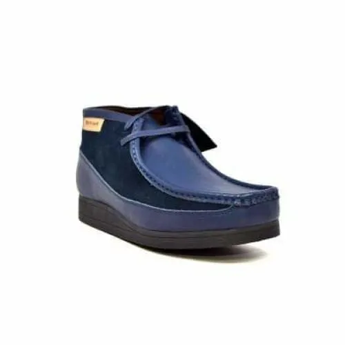 British Walkers New Castle Wallabee Boots Men's Navy Blue Leather and Suede