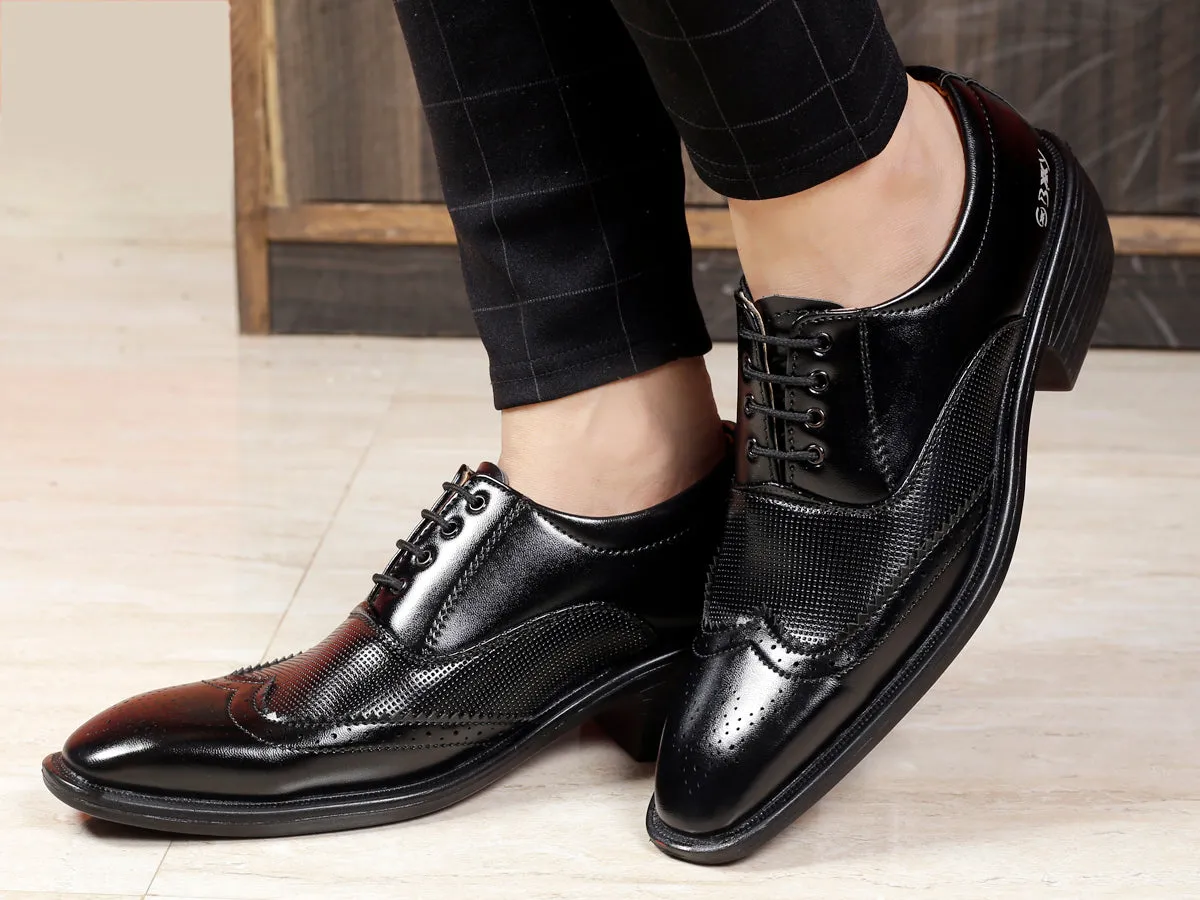 Bxxy Height Increasing Office Wear Formal Brogue Lace-up Shoes For Men