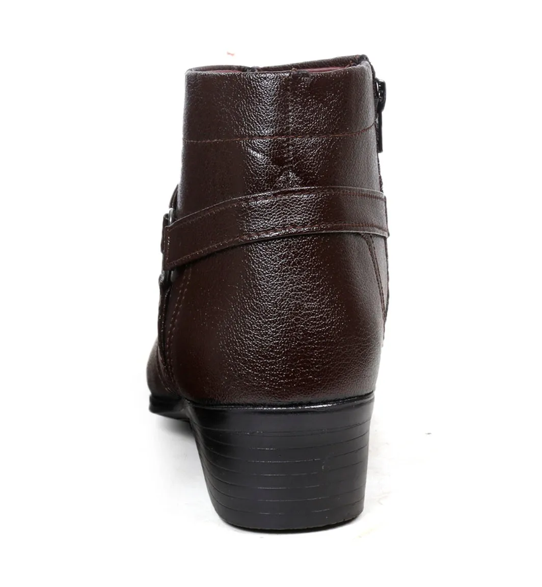 BXXY Height Increasing Office Wear Zipper and Buckle Boots