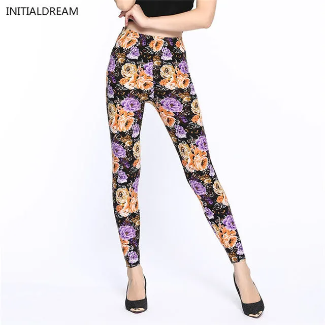 Causal  Leggings 2017 Womens Fall Fashion Floral Print Leggings Pants Disco Pants Legging Feminino Ropa Mujer Jeggings HDDK007