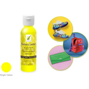 Color Factory: Fashion & Leather Acrylic Paint Bright Yellow, 2Oz