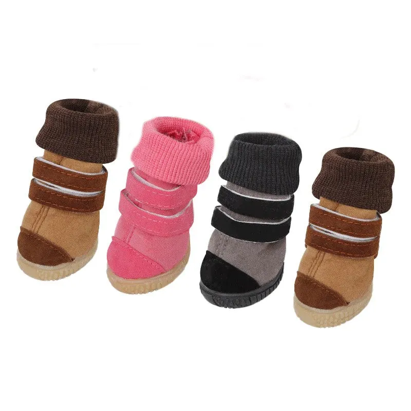 Cotton Fleece Strip Lock Autumn Winter Boots Dog Shoes