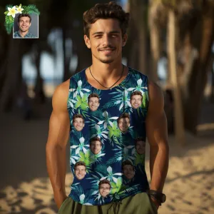 Custom Thick Face Tank Tops Men's Sleeveless Shirt Leaves Petal