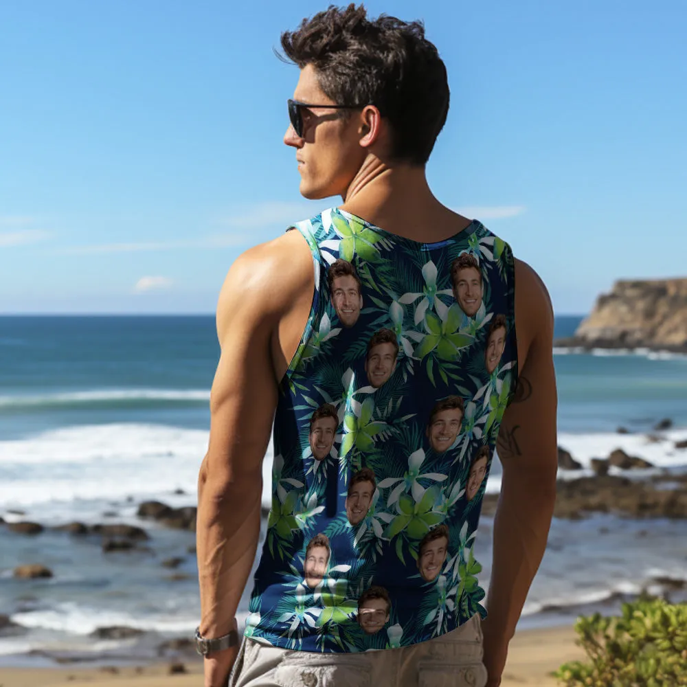 Custom Thick Face Tank Tops Men's Sleeveless Shirt Leaves Petal