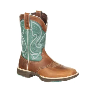 Durango Womens Emerald/Tan Leather Ultralite Saddle Cowboy Boots