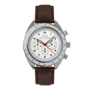 Elevon Bombardier Chronograph Leather-Strap Watch - Brown/White