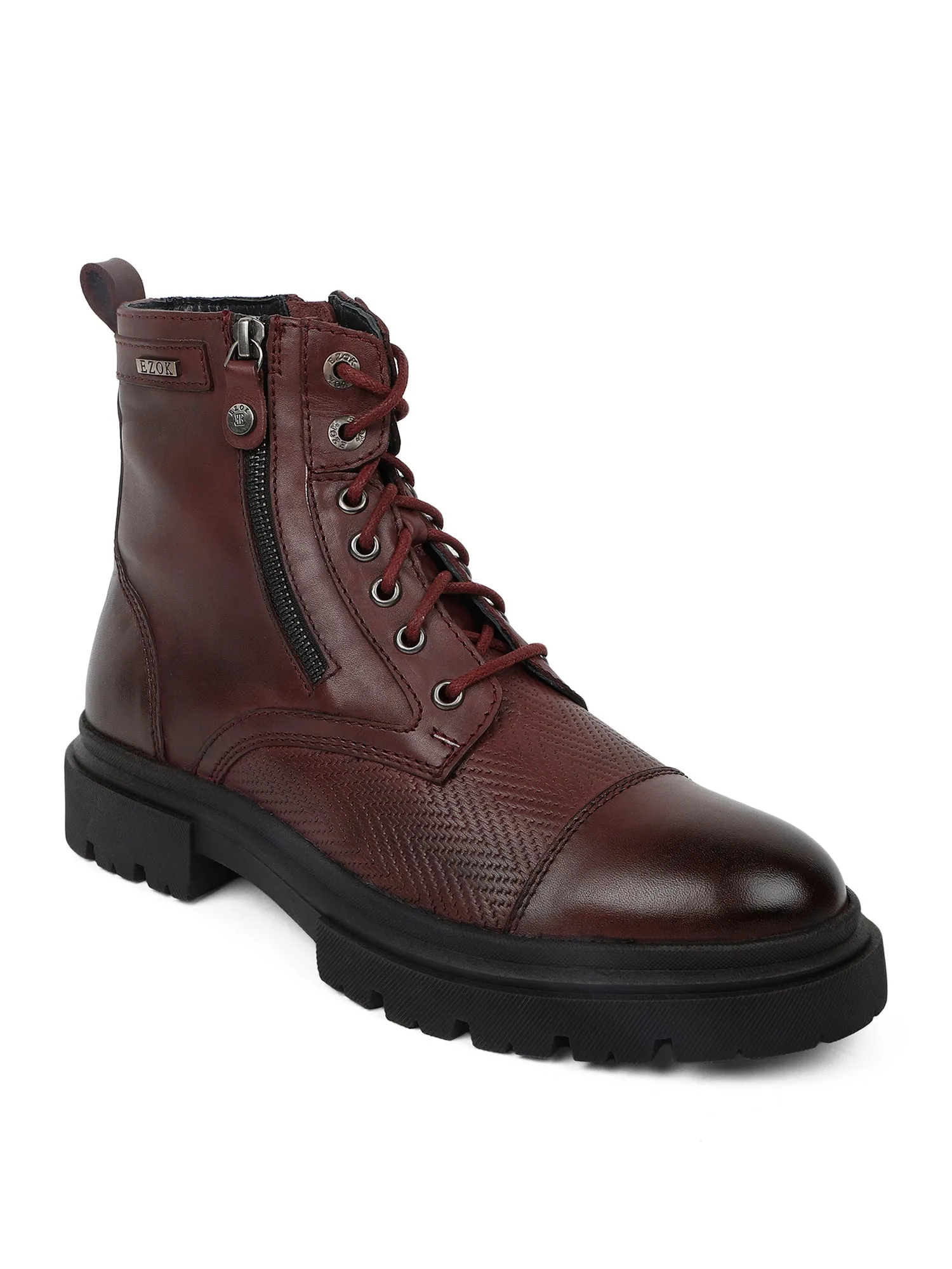 Ezok Bordo Leather Boot Shoes For Men 2501