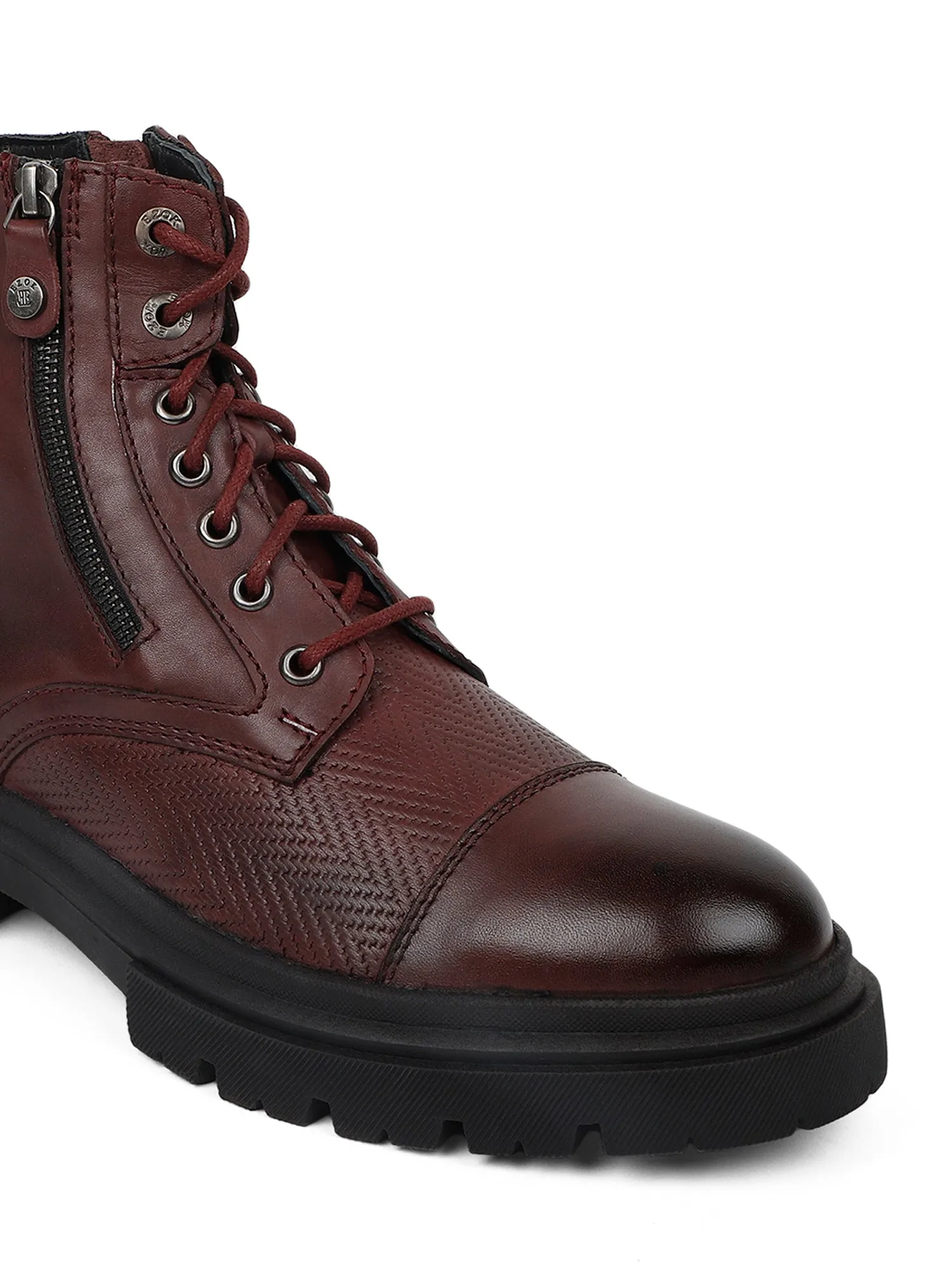 Ezok Bordo Leather Boot Shoes For Men 2501