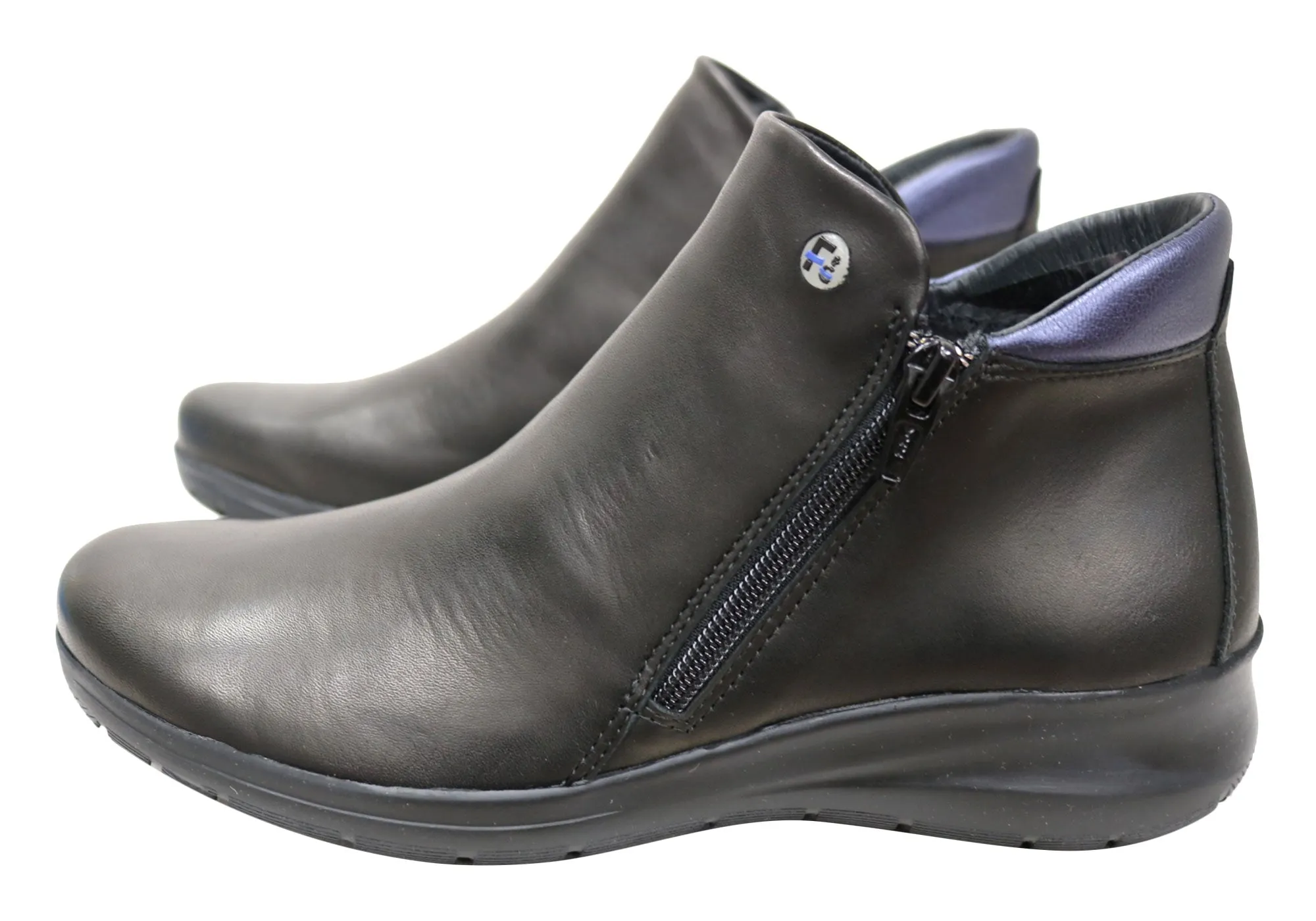 Flex & Go Yonda Womens Comfort Leather Ankle Boots Made In Portugal