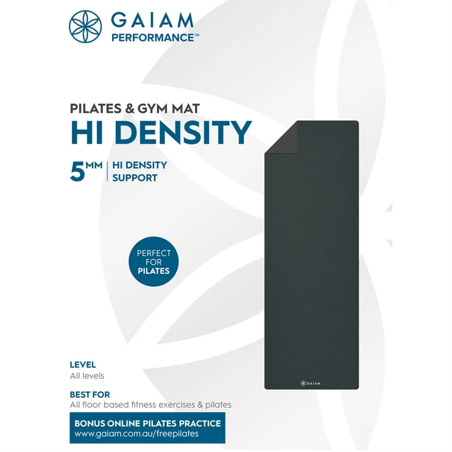 Gaiam Performance Hi Density Pilates 5mm Yoga Mat Black