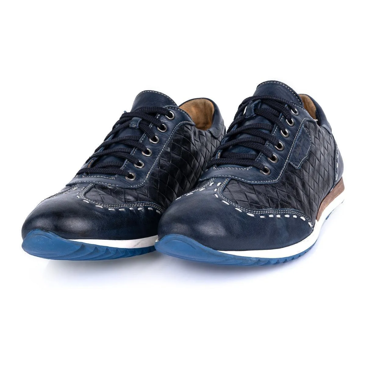 Galizio Torresi Low-Top Sneakers Leather Blue Colour For Men