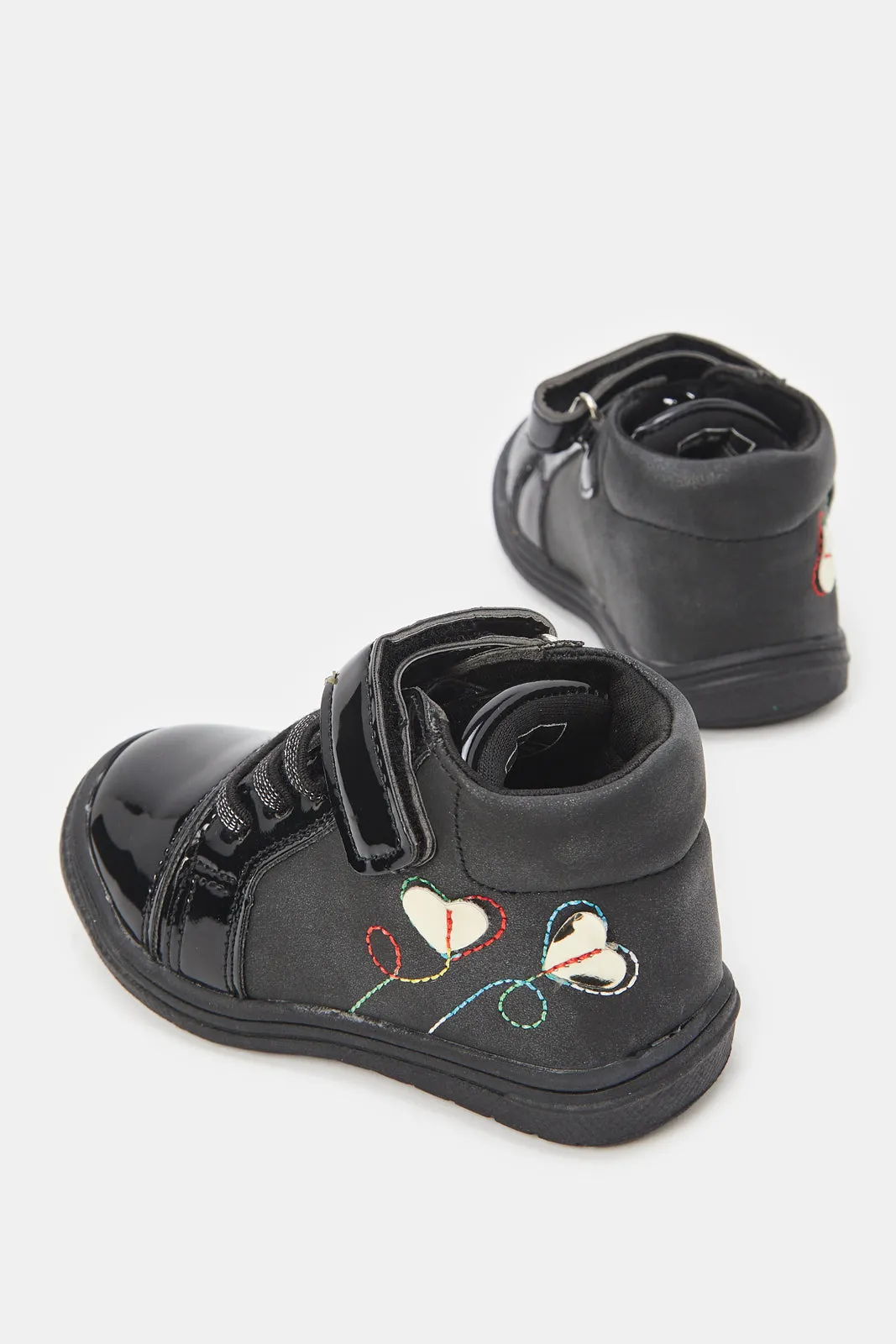 Girls Black Patent High-Top Boots