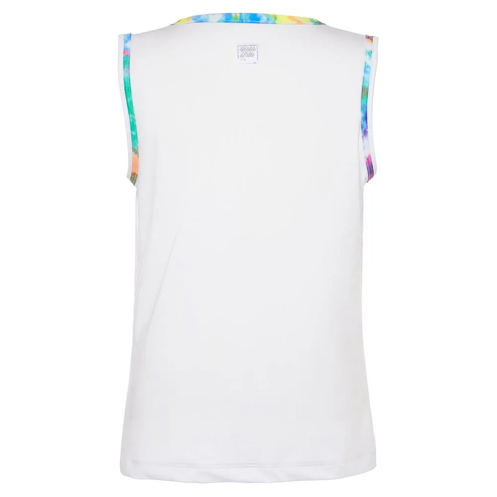 Girls' Full Back Tennis Tank White and Tie Dye