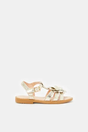 Girls Gold Floral Detail Sandal