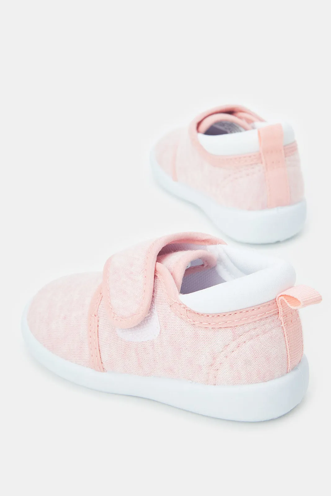 Girls Pink Velcro Strap Pumps