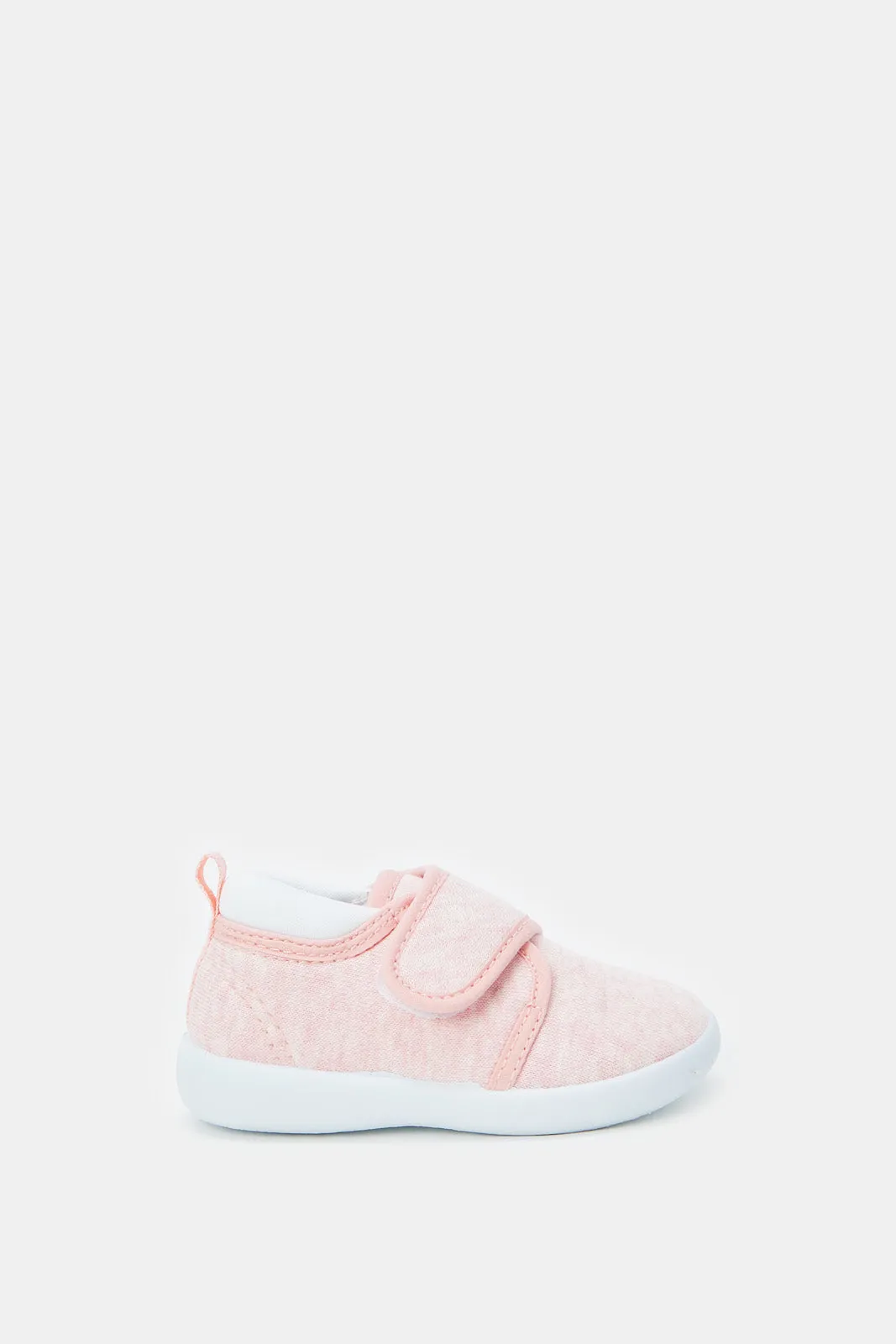 Girls Pink Velcro Strap Pumps