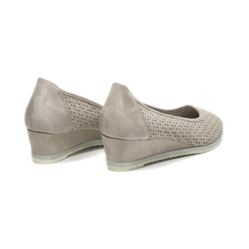 Graceland Wedge Shoes Leather Grey Colour For Women