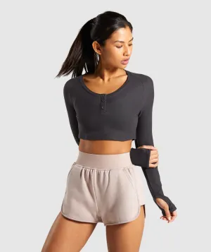 Gymshark Legacy Fitness Long Sleeve Crop Top - Washed Black