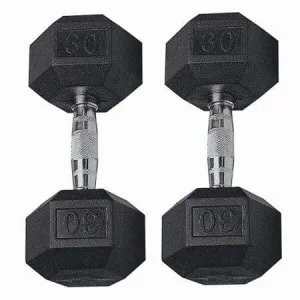 Hex Dumbbells with Rubber Ends (Pair) - 25lb - 50lb