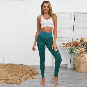 High Waist Fitness Push Up Ladies Seamless Workout Pants Leggings Polyester Casual Wear