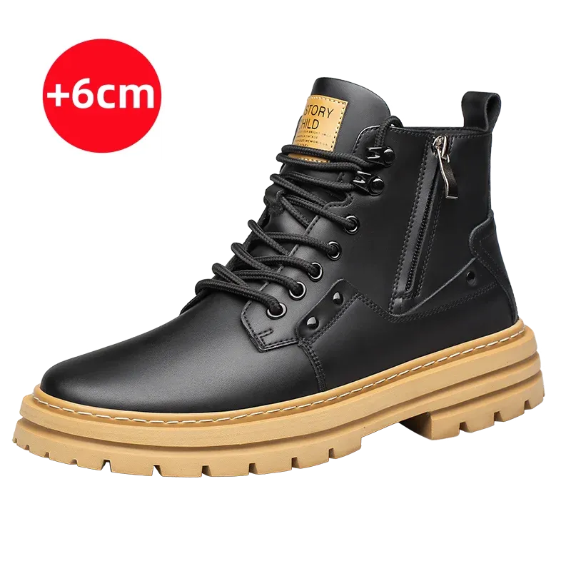 Hnzxzm Designer Brand Men's Elevated Shoes Personalized Genuine Leather Boots Men's Outdoor Work Wear Boots Winter High Top Shoes