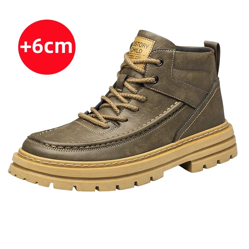 Hnzxzm Designer Brand Men's Elevated Shoes Personalized Genuine Leather Boots Men's Outdoor Work Wear Boots Winter High Top Shoes