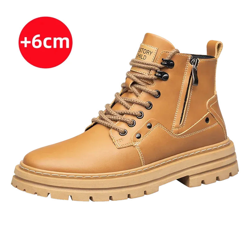 Hnzxzm Designer Brand Men's Elevated Shoes Personalized Genuine Leather Boots Men's Outdoor Work Wear Boots Winter High Top Shoes