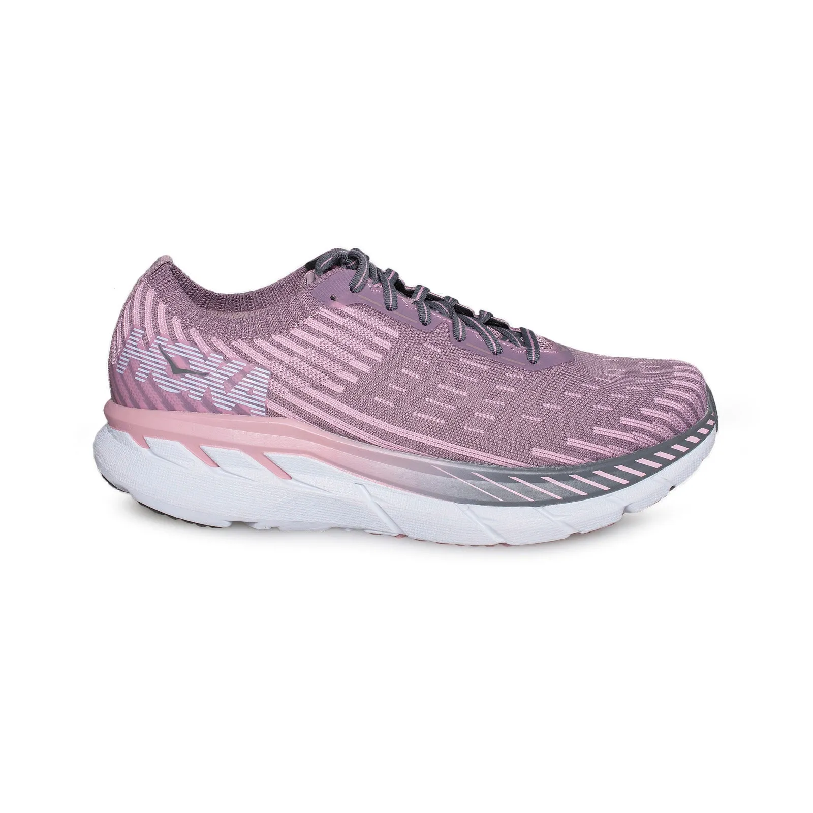 Hoka One One Clifton 5 Knit Cameo/Pink Toadstool Running Shoes - Women's