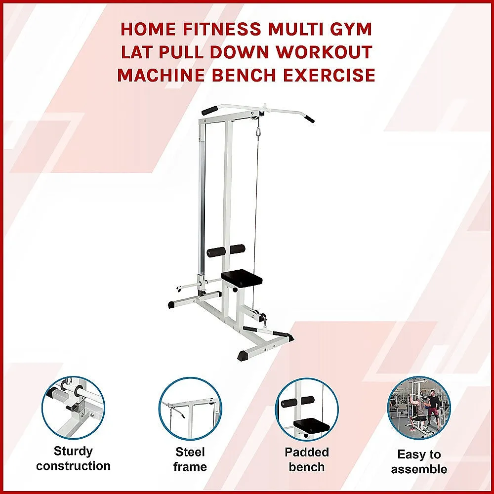 Home Fitness Multi Gym with Padded Bench and Cable System