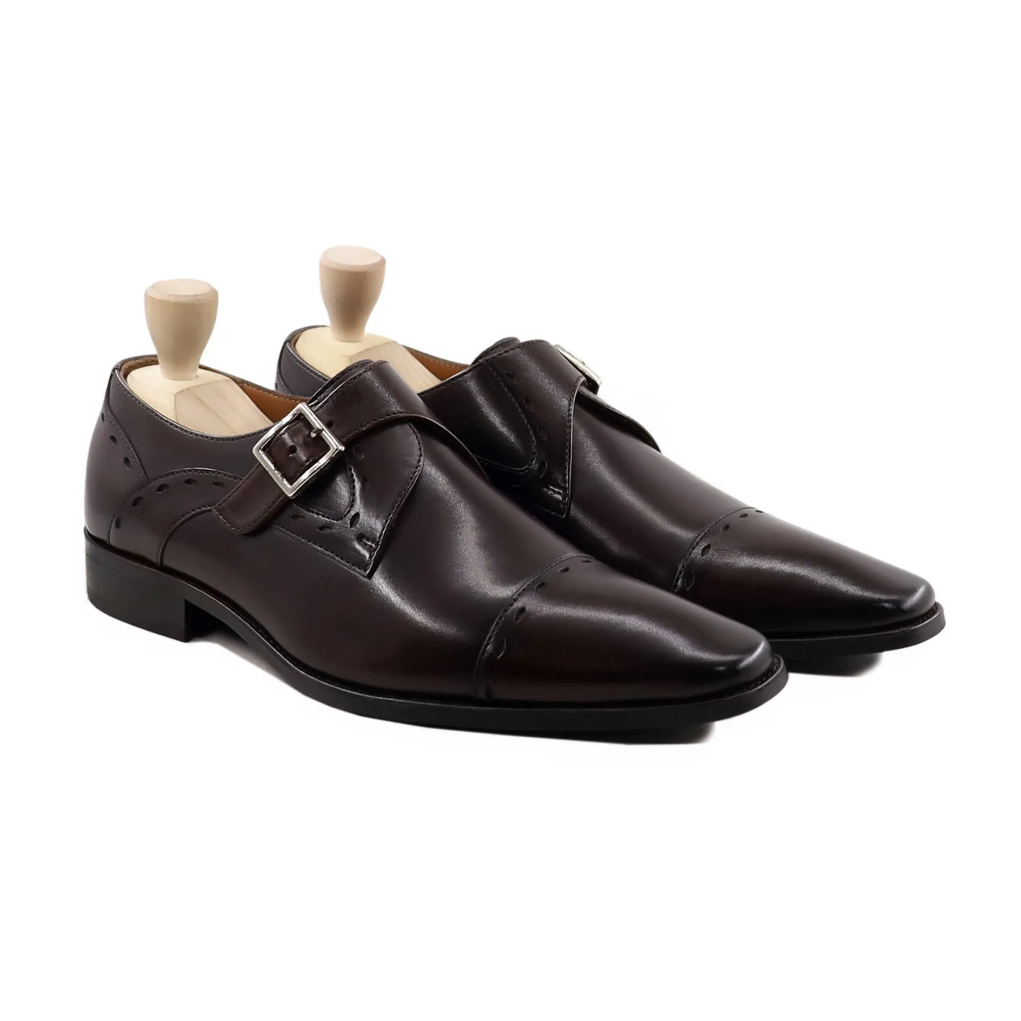 Jerald - Men's Dark Brown Calf Leather Single Monkstrap