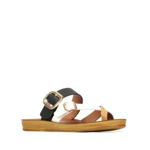 Los Cabos Dany Black White Tan Light Flexible Sandal Jandal