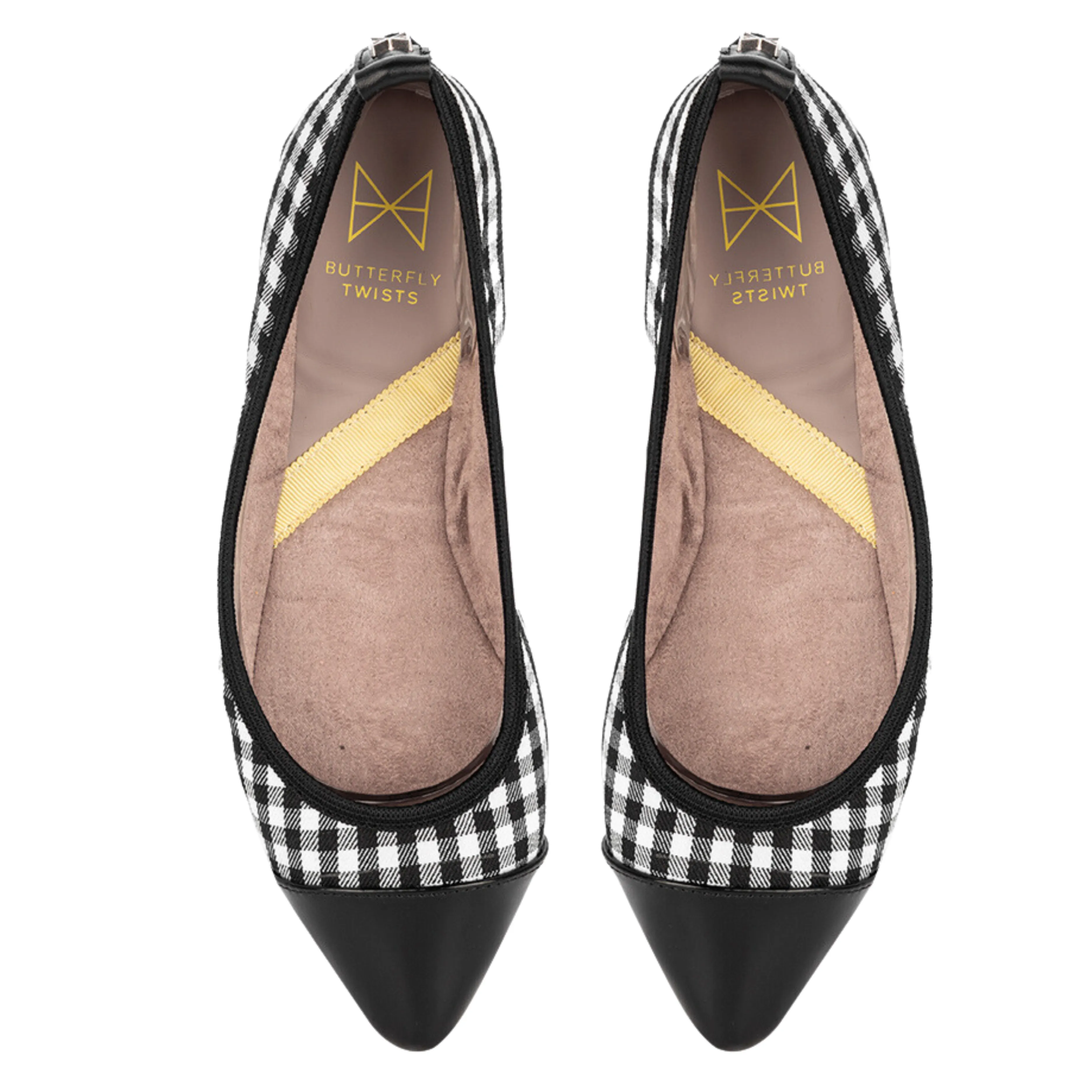 LOTTIE Ballet Flat Shoes - Black/White Check