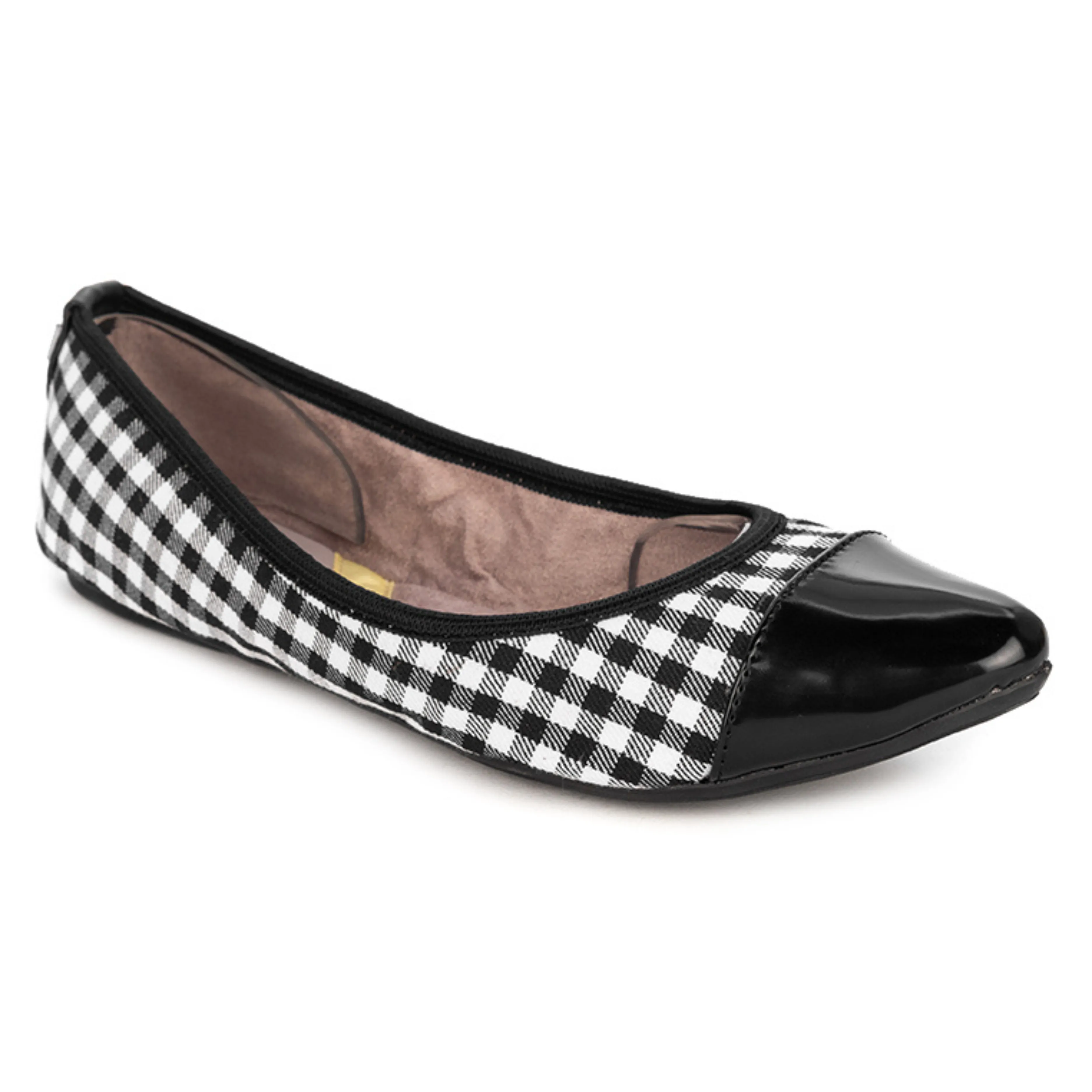 LOTTIE Ballet Flat Shoes - Black/White Check